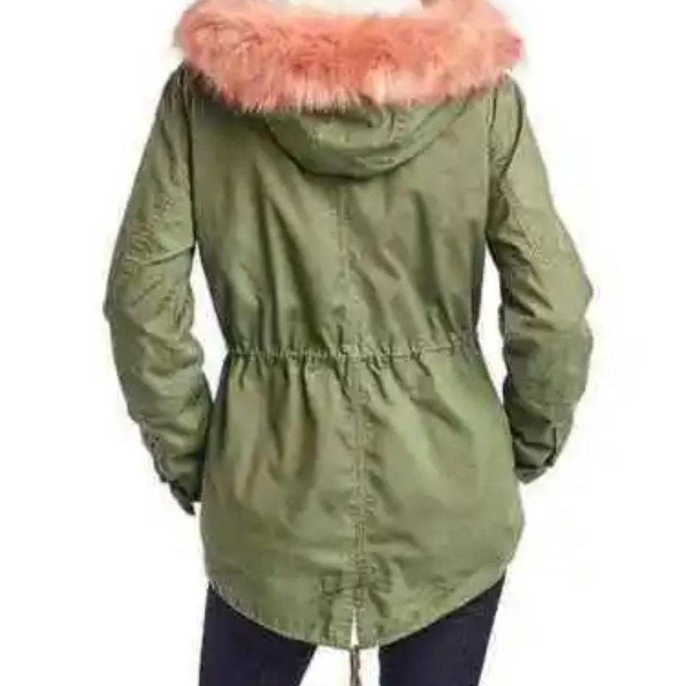 GAP Women's Dark Blue Utility Jacket with Faux Fur Hood - Picture 13 of 16